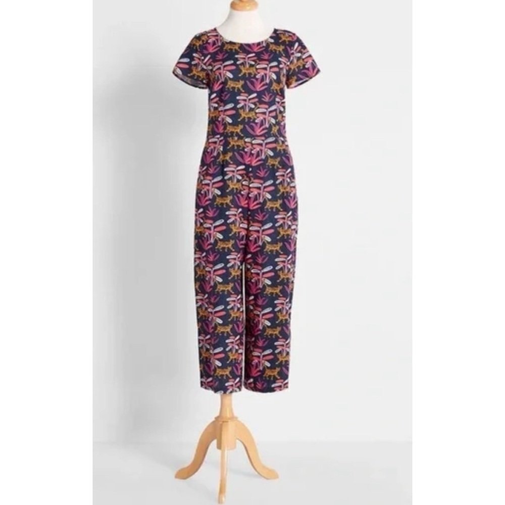 NWT ModCloth Bold Notion Tiger Fauna Animal Pattern Pockets Jumpsuit Small​​​
